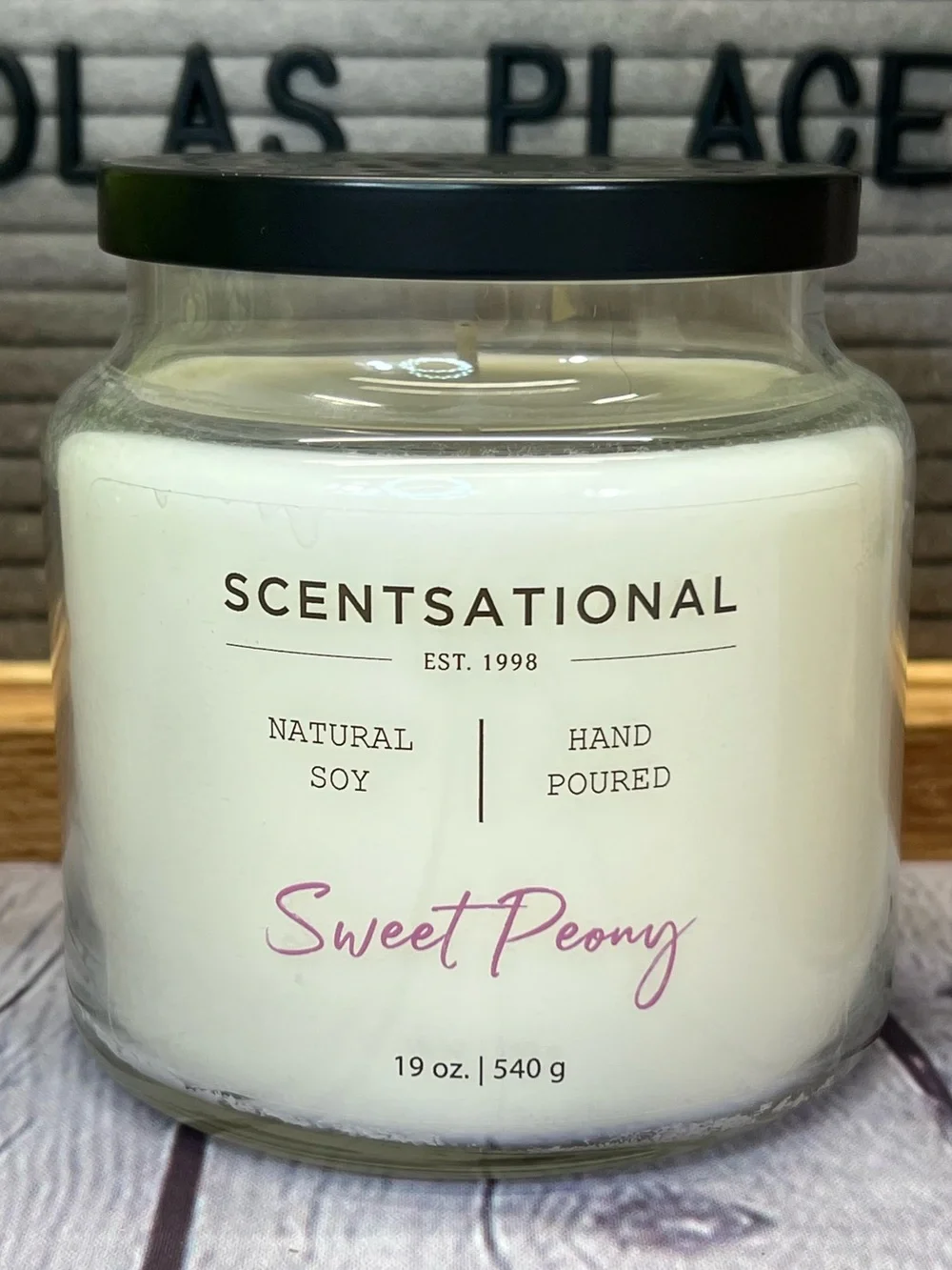 Scentsational Sweet Peony Natural Soy Candle - White-NEW
